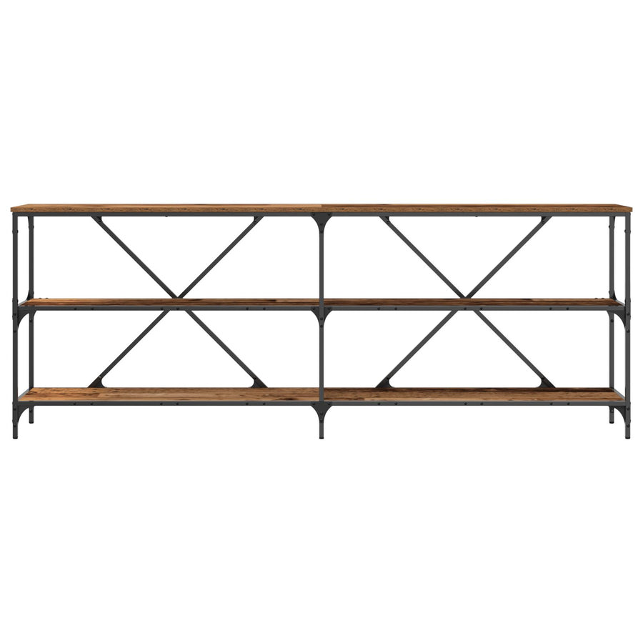 Console Tafel Oud Hout 200X30X75 Cm Engineered Hout En Staal