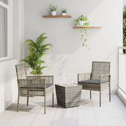 Bistro tuinset polyrattan 3-delig grijs