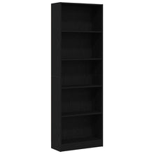 Zwarte Eiken Boekenkast - 60X24X176 Cm