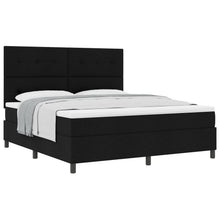Boxspring Bed Met Matras Super King Stof Zwart 180 x 200 cm Knopgeknopt