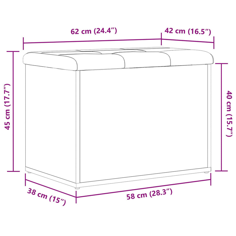 Opslagbank 60X40X45 Cm Houtmateriaal Zwart eiken 62 x 42 x 45 cm