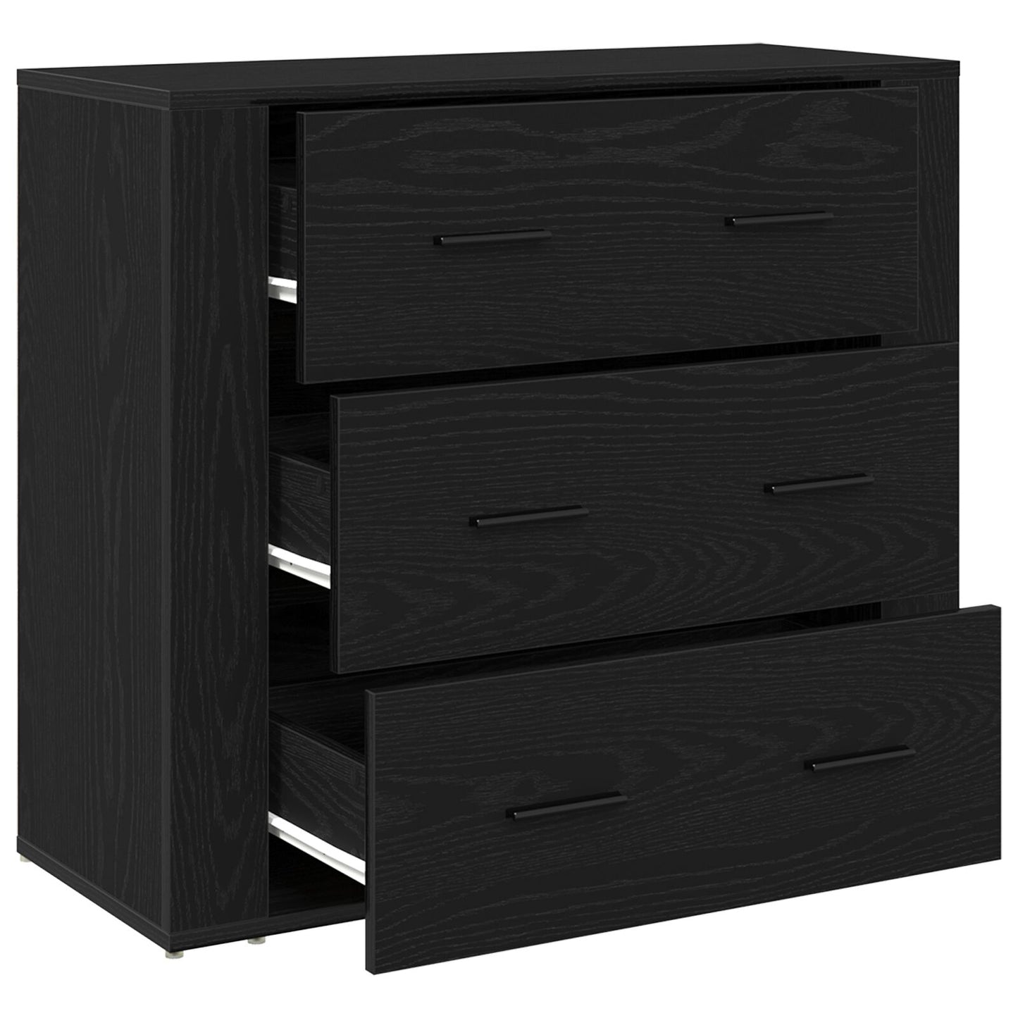 Dressoir Zwart Eiken 33X80X70 Cm Engineered Hout
