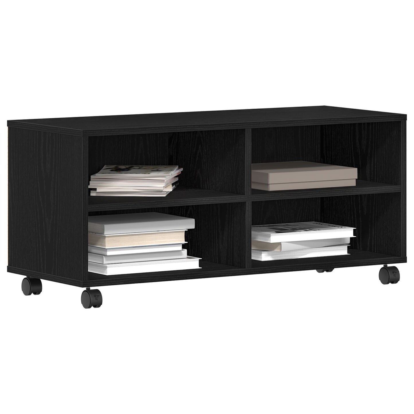 Tv Kast Zwart 90X35X35 Cm Geengineerd Hout Zwart eiken
