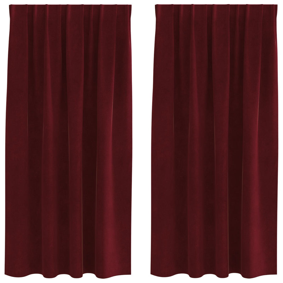 Blackout Gordijnen Met Topband 2 Stuks Fluweel Wijnrood 140 x 175 cm met ingestikte tape