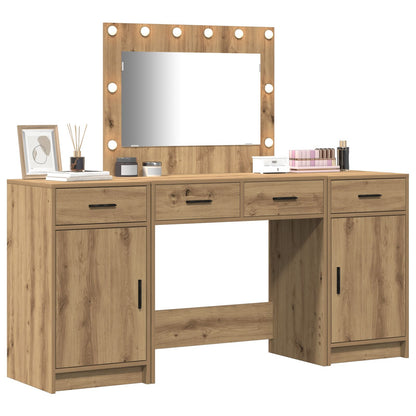 3-Delige Kaptafelset Met Led Artisan Eiken Bewerkt Hout