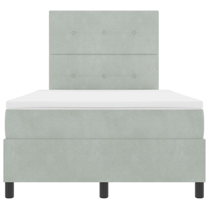 Boxspring Bed Met Matras Lichtgrijs 120X200 Cm Fluweel Blauw