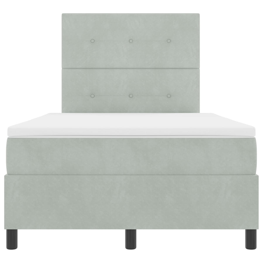 Boxspring Bed Met Matras Lichtgrijs 120X200 Cm Fluweel Blauw