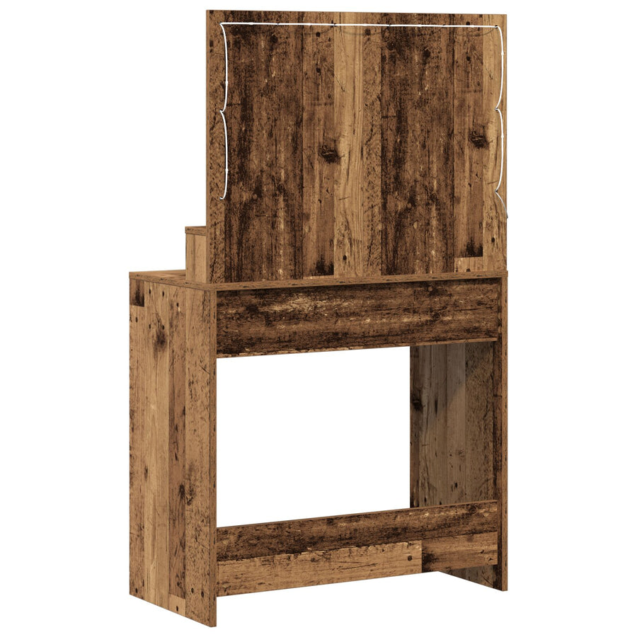 Kaptafel Met Led-Verlichting Oude Hout Oud hout 79 x 41 x 135 cm
