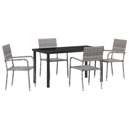 5 Delige Tuinset Grijs Poly Rattan
