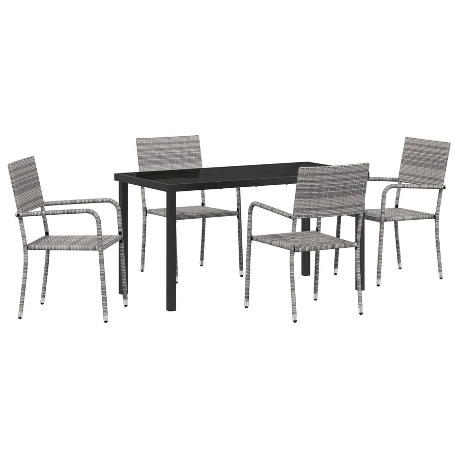 5 Delige Tuinset Grijs Poly Rattan