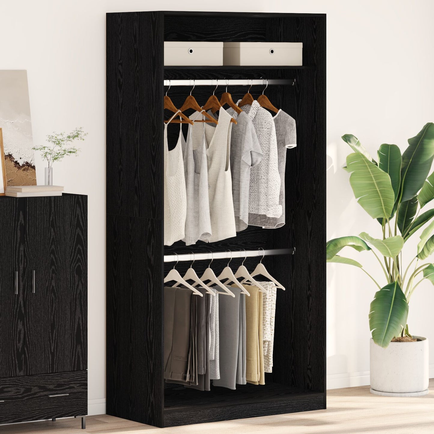 Zwarte Eiken Kast - 100X50X200 Cm
