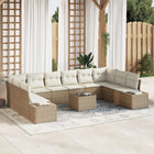 Garden Bench Set with Cushion 10 pcs Beige and Cream Polyrattan
