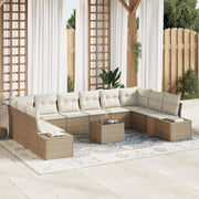 Loungeset polyrattan 10 personen beige crème