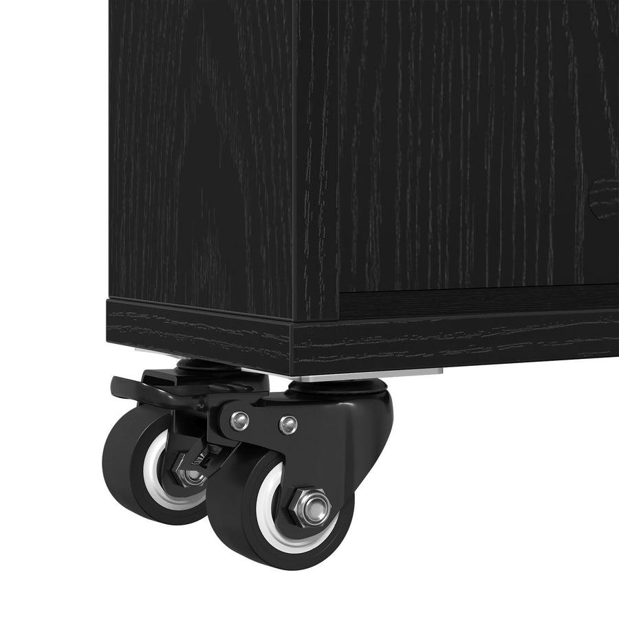 Smalle Opbergtrolley Zwart Eiken 48X13X68 Cm Gelaagd Hout