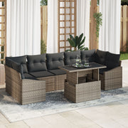 Tuinset poly rattan 8-delig grijs