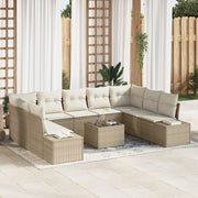 Tuinbankenset polyrattan 9 personen beige crème