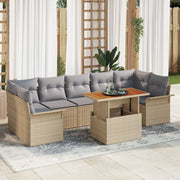 Garden Sofa Set with cushions 8 pcs beige and light gray