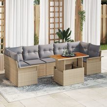 8-Delige Tuinsalonset Met Kussens Beige Poly Rattan Acacia