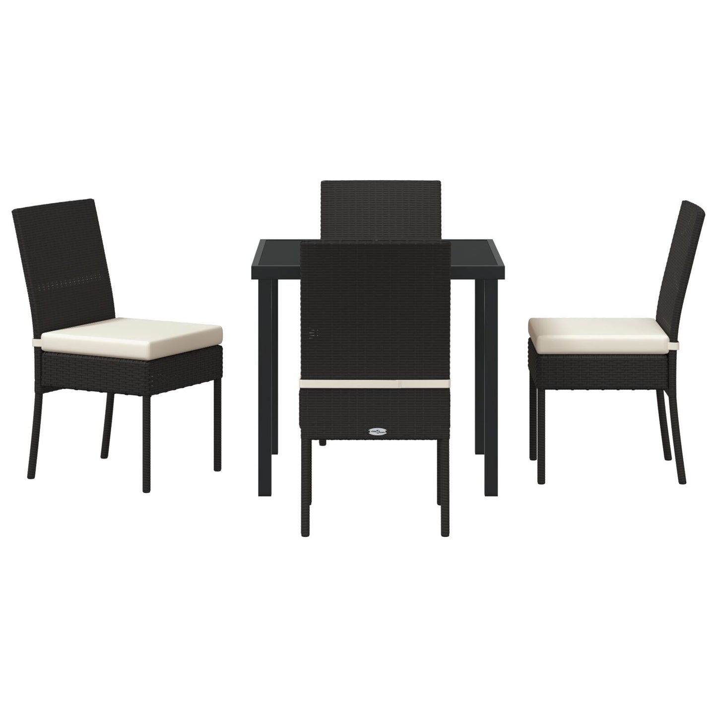 5-Delige Tuin Eetset Zwart Poly Rattan