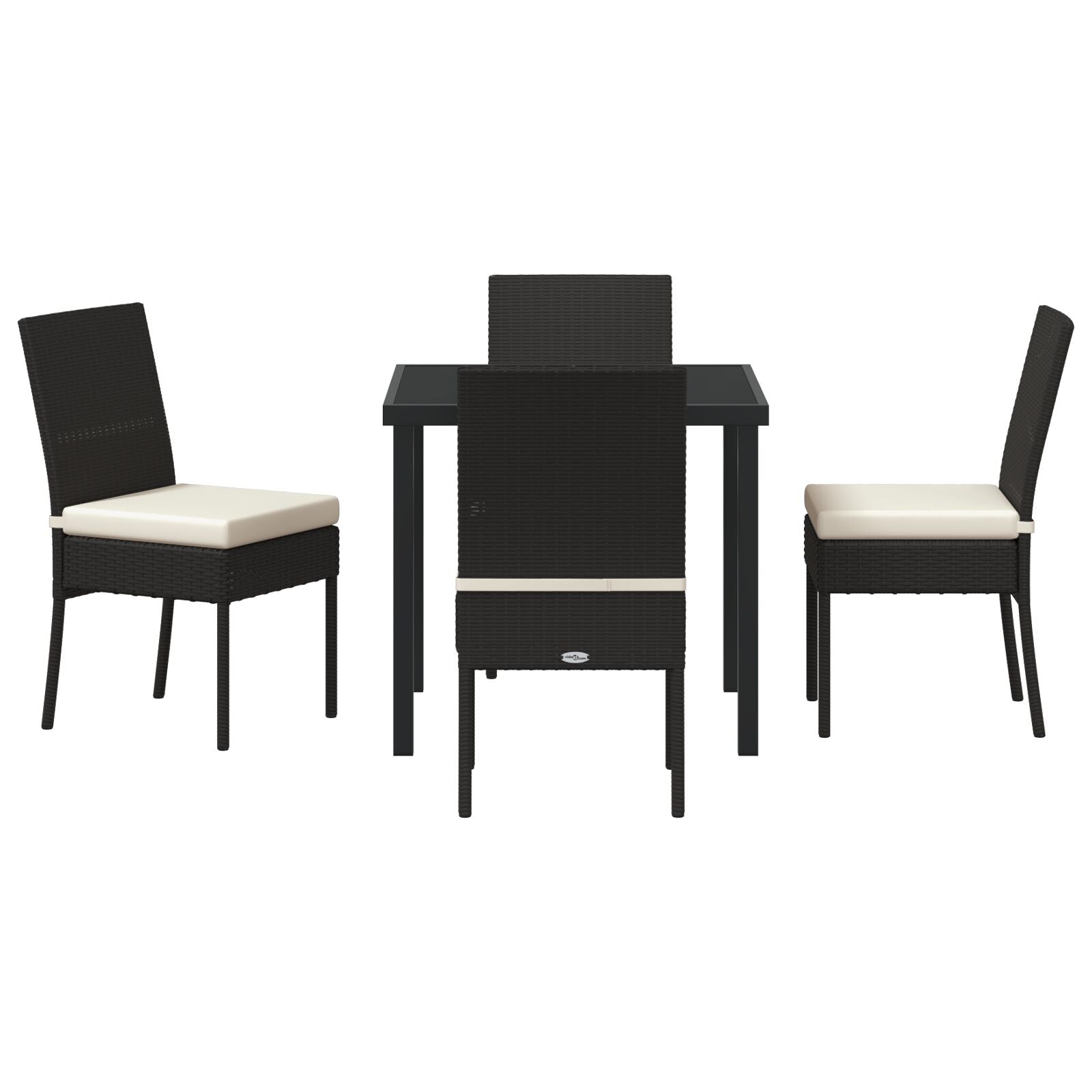 5-Delige Tuin Eetset Zwart Poly Rattan