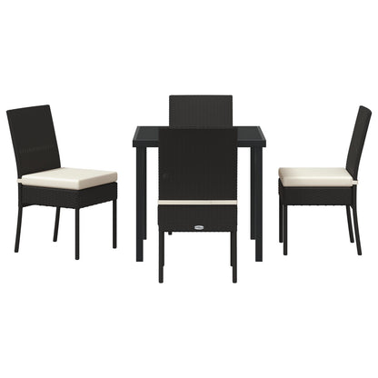 5-Delige Tuin Eetset Zwart Poly Rattan