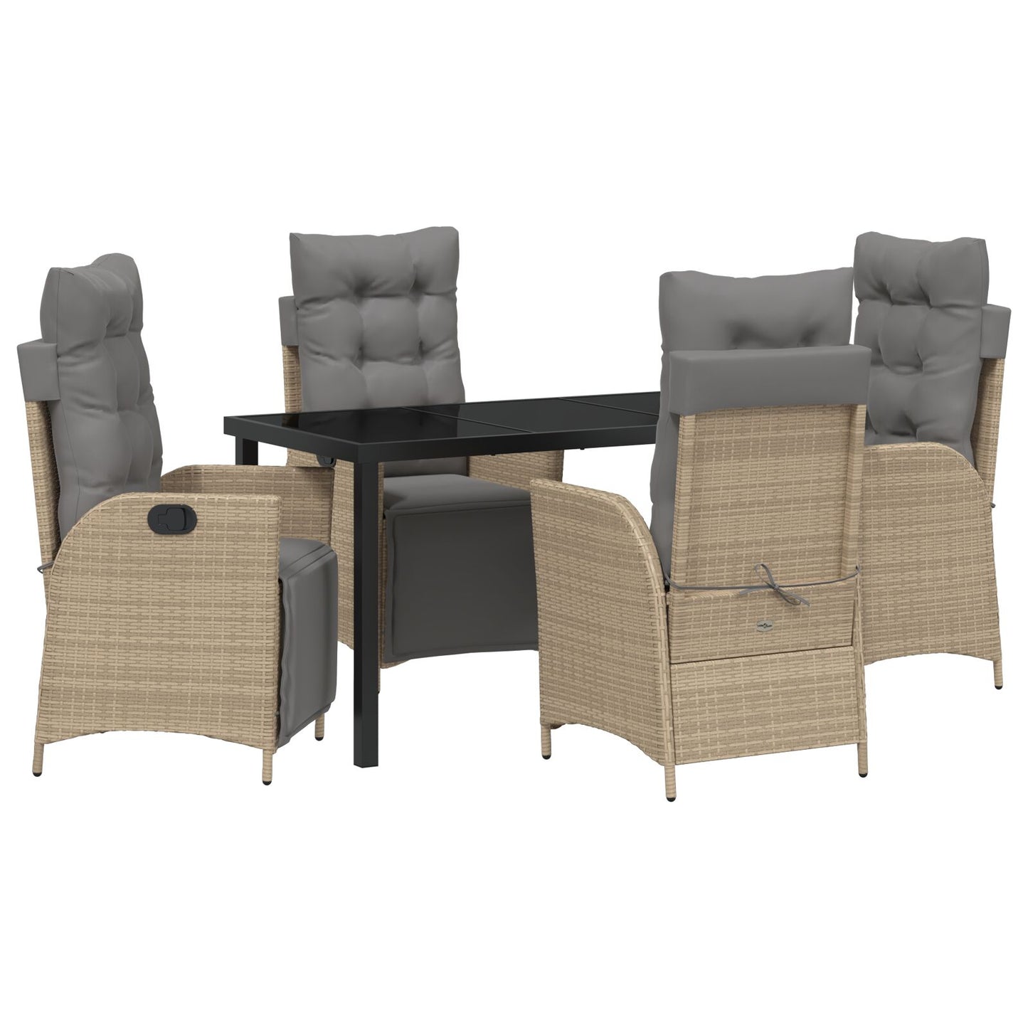 5-Delige Tuin Eettafel Set Beige Poly Rattan