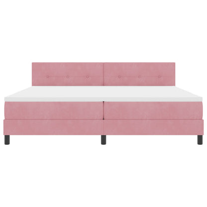 Boxspringbed Met Matras Roze 200X200 Cm Fluweel Blauw