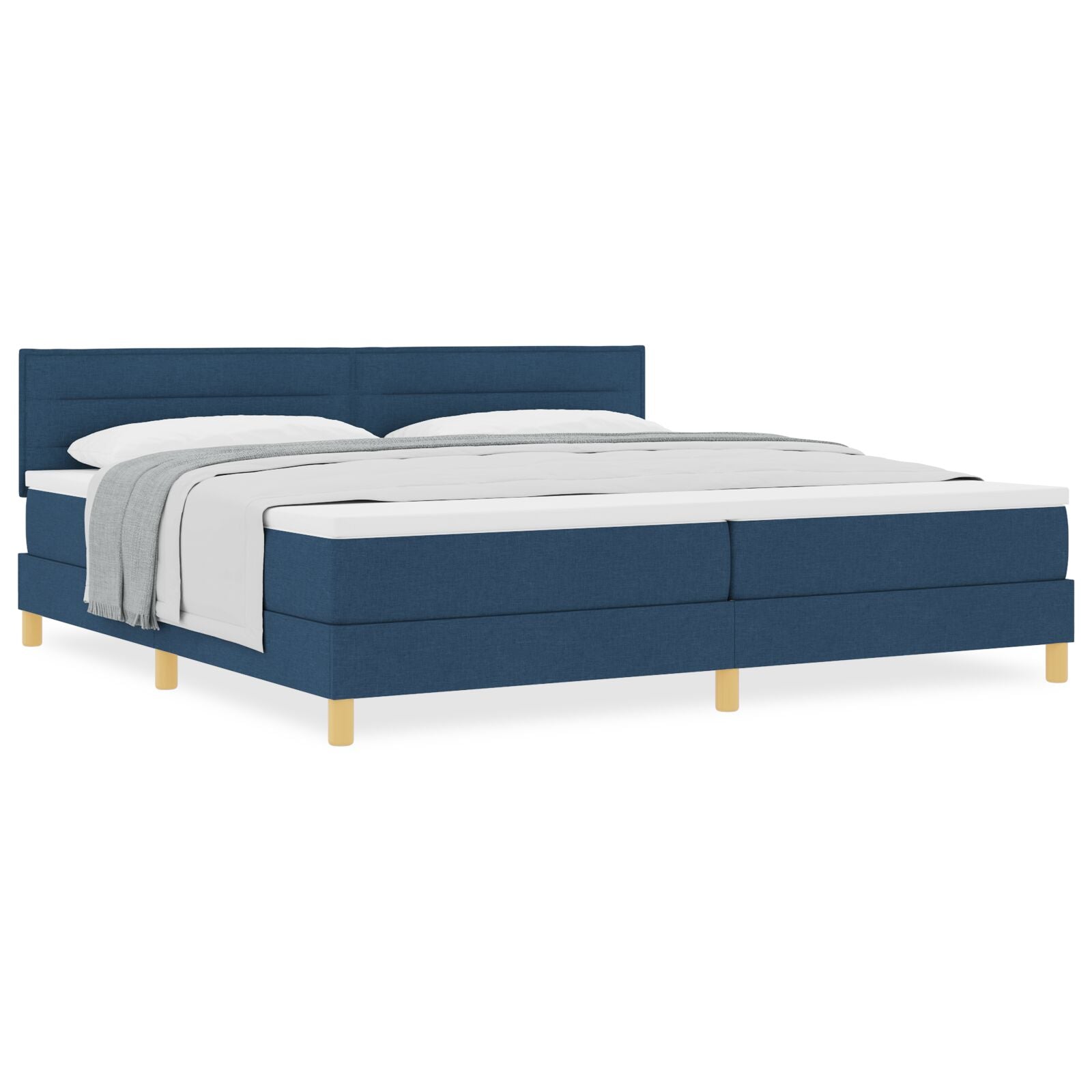 Boxspring Bed Met Matras Stof Blauw 200 x 200 cm Lijn ontwerp