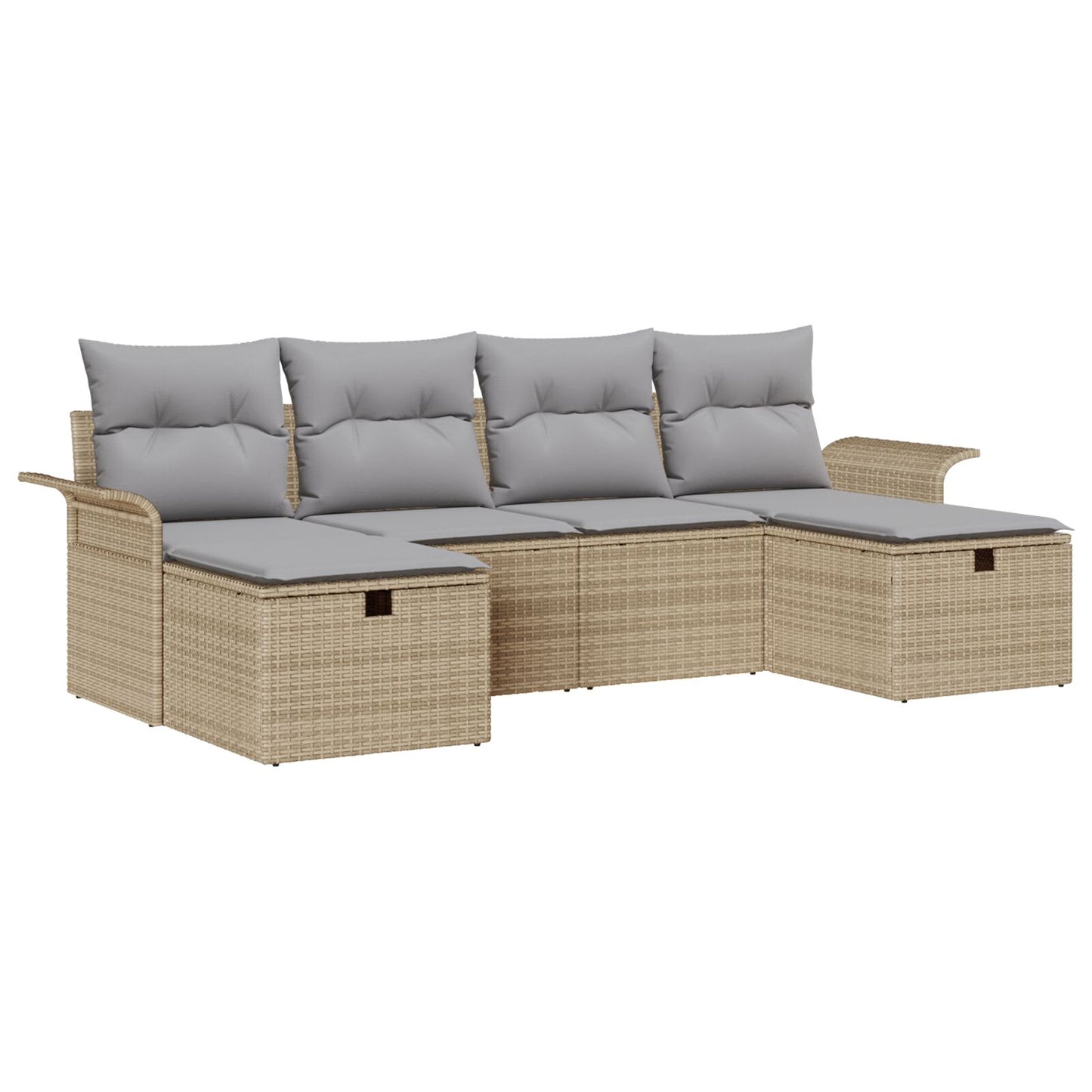6-Delige Tuin Sofa Set Met Kussens Beige Poly Rattan