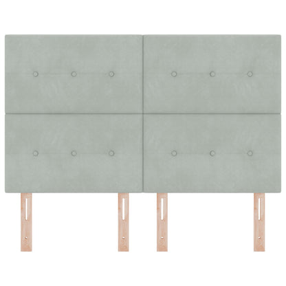 Hoofdbord Knop Geplooid Velours Lichtgrijs 160 cm Hoog hoofdbord