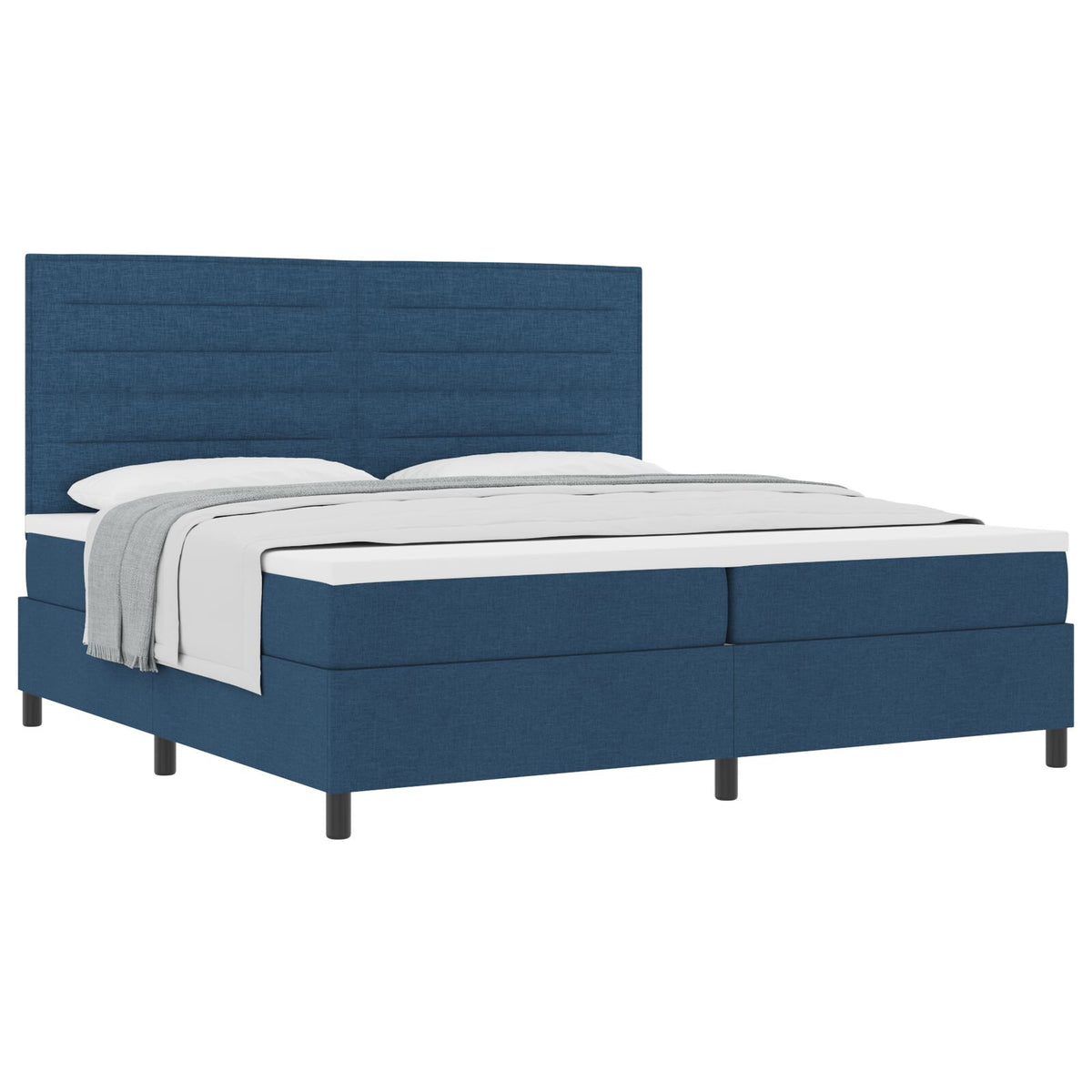 Boxspring Bed Met Matras Stof Blauw 200 x 200 cm Lijnen ontwerp