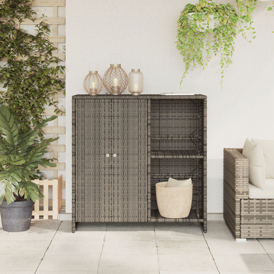 Opbergkast 100X36X102 Cm Rattan Grijs