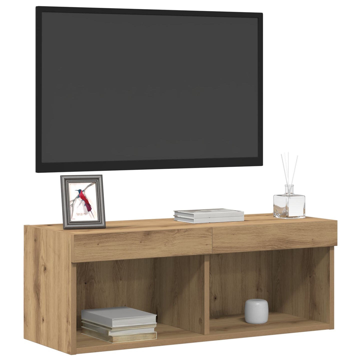 Tv Wandkasten Met Led Verlichting 2 Stuks Artisan Eiken