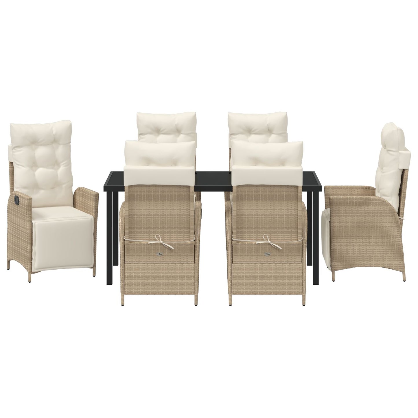 7-Delige Tuin Eetset Beige Poly Riet