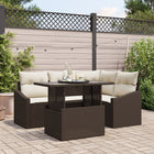 Garden Sofa Set with Cushions and Storage 5 pcs Brown and Cream