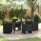 Tuin eettafelset poly rattan zwart 4 personen