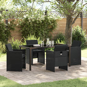 Tuin eettafelset poly rattan zwart 4 personen