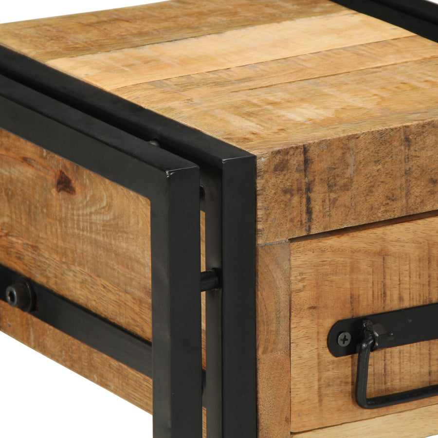 Bijzettafel Met Lade Zwart Massief Mangohout 30 x 30 x 40 cm Massief ruw mangohout