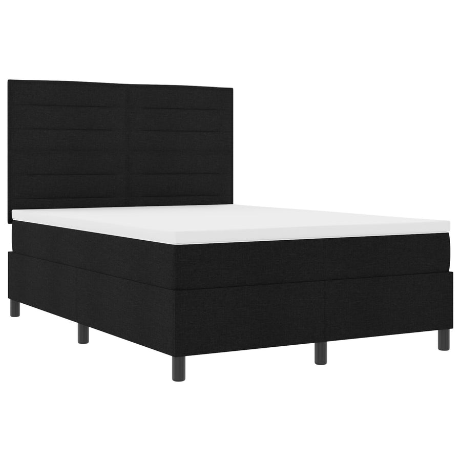 Boxspringbed Met Matras Stof Zwart 160 x 200 cm Lijnen ontwerp