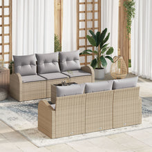 7-Delige Tuin Sofa Set Met Kussens Beige Poly Rattan