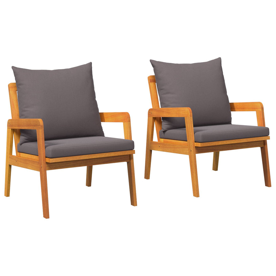 Tuinstoelen 2 Stuks 59,5 X 65 X 71,5 Cm Massief Acaciahout Anthraciet 2x stoel