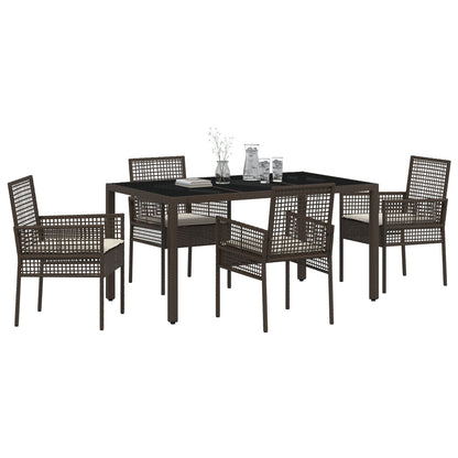 5-Delige Tuin Eetset Met Kussens Bruin Poly Rattan