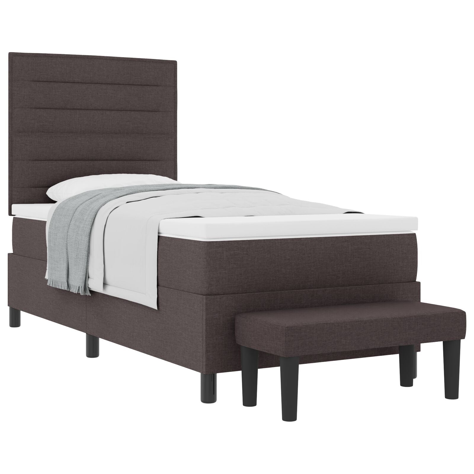 Boxspringbed Met Matras & Bank Stof Donkerbruin 100 x 200 cm Lijnen design