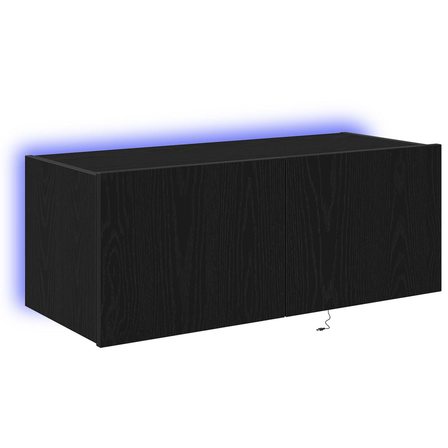 Tv Wandkast Met Led-Verlichting Zwart Eiken 80X35X31 Cm