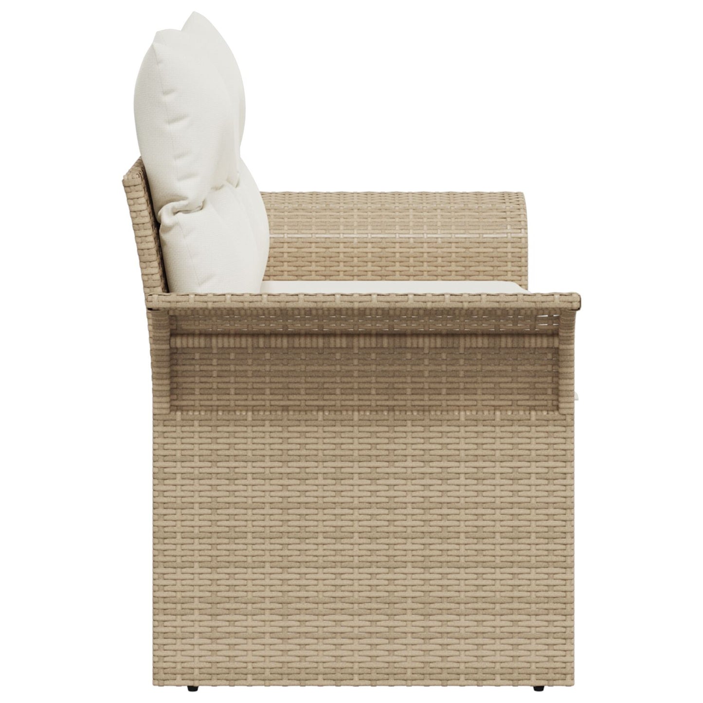 2-Zits Tuinbank Met Kussens Poly Rattan Beige en crème zonder opslag