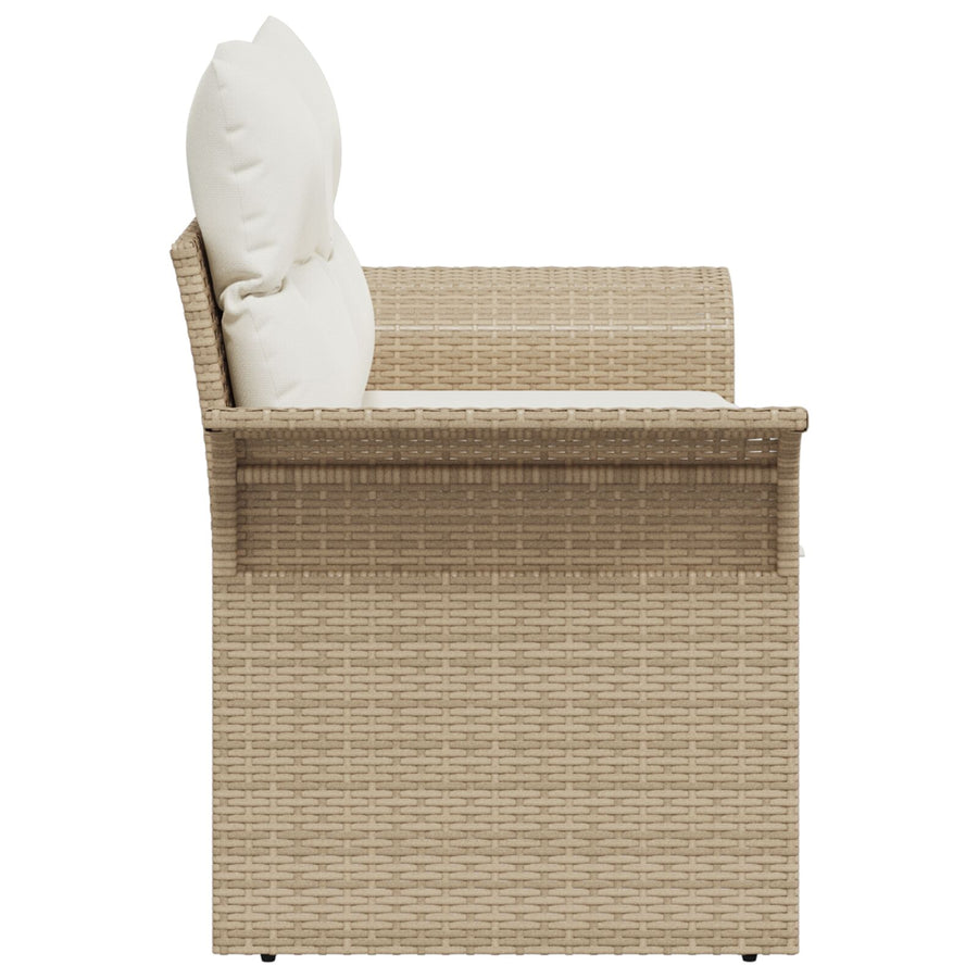 2-Zits Tuinbank Met Kussens Poly Rattan Beige en crème zonder opslag