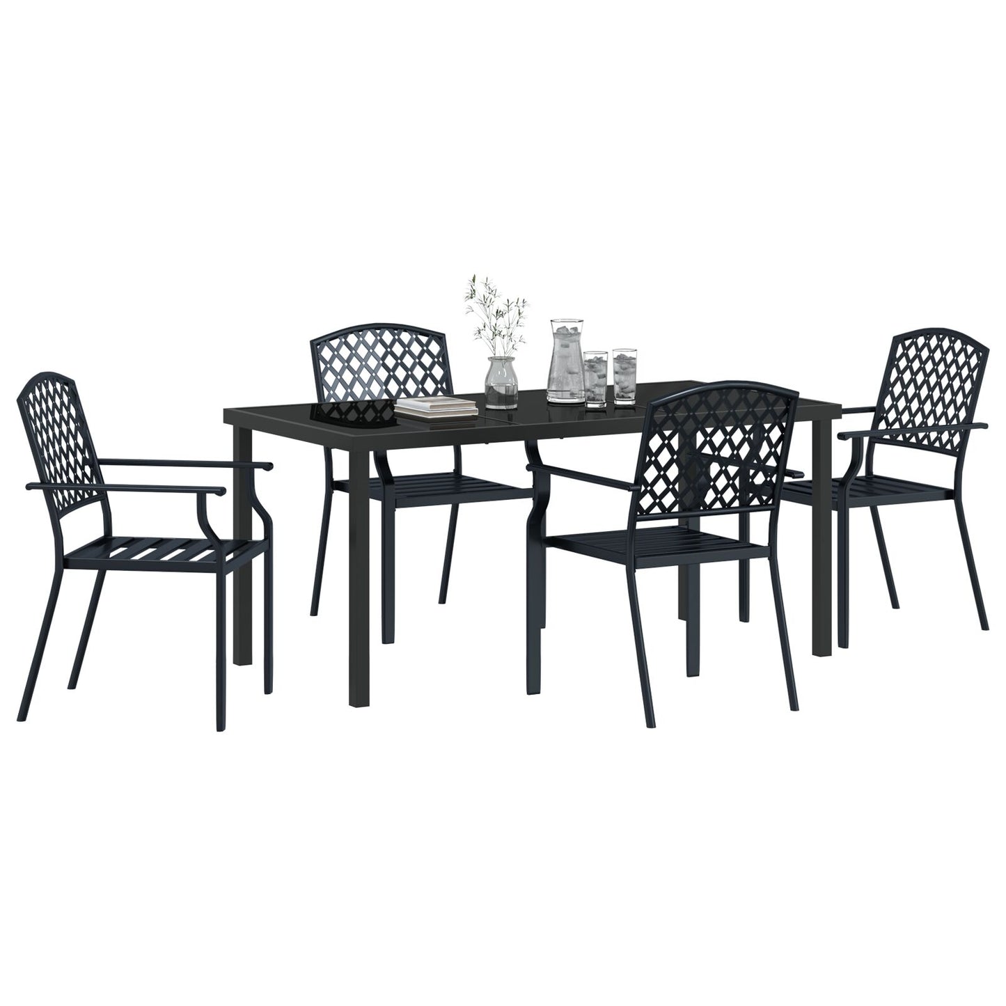 5 Delige Tuin Eetset Anthraciet Staal