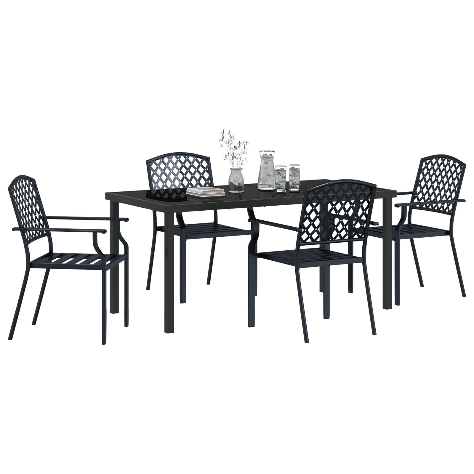 5 Delige Tuin Eetset Anthraciet Staal