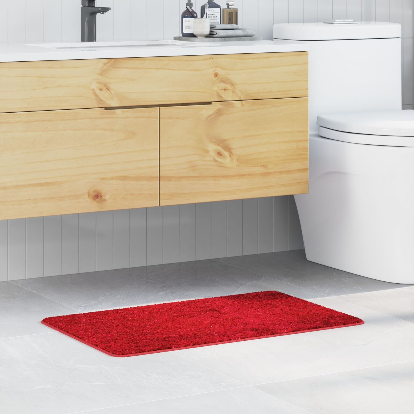Badmat Rechthoekig Polypropyleen Antislip Rood 50 x 80 cm