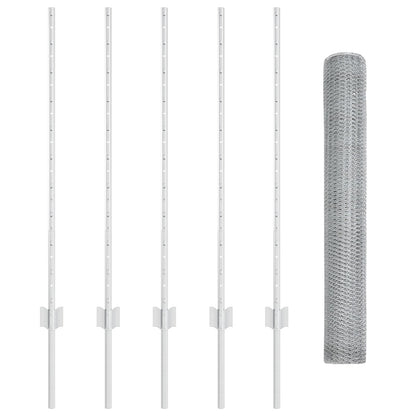 Fence Posts 10 Stuks U-Channel 100 Cm Gegalvaniseerd Staal,  Hexagon Fence 1X10 M Gegalvaniseerd Staal